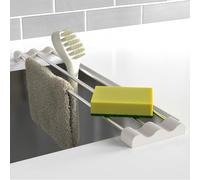 Tomorotec Estante de Cocina Ajustable sobre el Fregadero para paños de Cocina, esponjas, Botellas y cepillos, Acero Inoxidable Resistente al Calor con diseño Delgado, Extensible y Soporte de Silicona