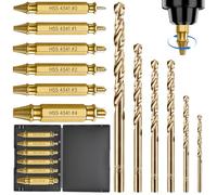 Tomorotec Juego de 12 extractores de tornillos dañados para bricolaje y uso profesional, HSS 4341 de aleación de titanio endurecido, kit de extracción de tornillos con brocas, 6 extractores de