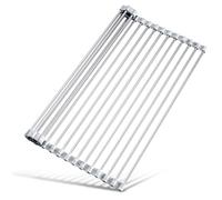 Tomorotec Mueble Escurreplatos Enrollable de Acero Inoxidable con Bordes de Silicona de Color Mármol, Estante de Cocina Plegable Resistente al Calor, Soporta hasta 70 Libras, Seguro para Alimentos