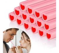 Tomorotec Paquete de 15 pajitas de silicona para beber - Corazón, rosa de 10 pulgadas de largo para vasos de 6 a 20 onzas, grado alimenticio sin BPA, ancho para cualquier vaso