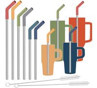 Tomorotec Paquete de 6 pajitas reutilizables de acero inoxidable con puntas de silicona, 3 tamaños compatibles con vasos Stanley de 40 onzas, 30 onzas, 20 onzas, 14 onzas, aptas para lavavajillas,