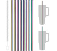 Tomorotec Paquete de 8 pajitas de acero inoxidable para vasos Stanley de 40 onzas (iridiscente)