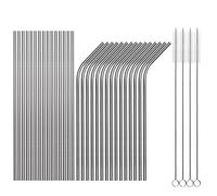 Tomorotec Reusable Straws 30 Pack Stainless Steel Drinking Straws Metal Straw Bulks for Smoothies Tumblers Cocktail MilkShake