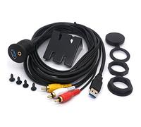 Tomost 3 RCA y USB 3.0 macho a USB 3.0 y 3.5 mm hembra AUX Cable de montaje empotrado 3RCA Panel Panel de salpicadero Cable de extensión para coche, barco, motocicleta - 2 m