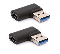Tomost Adaptador USB C a USB en ángulo recto, adaptador USB A a C de 90 grados, USB 3.0 macho a conector USB C hembra, cable compatible con tablets (derecha (negro))