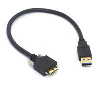 Tomost Cable de tornillo de bloqueo Micro B, cable corto USB 3.0 Micro B, USB A macho a Micro B, con doble bloqueo de carga de tornillo y cable de datos para controlador duro externo de 30 cm (recto)