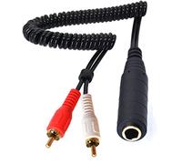 Tomost Cable Divisor en Espiral de 6,35mm a 2 RCA en Y, Chapado en Rro de Resorte de 6,35 mm (1/4 ") TRS Hembra a 2 (dual) RCA Macho Estéreo Audio Y Splitter Cable