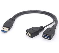 Tomost Cable divisor USB 3.0 hembra - USB 3.0 macho a doble USB hembra cable de extensión de alimentación extra adaptador Y para disco duro móvil de 2,5 pulgadas (1 macho a 2 hembras)
