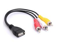 Tomost Cable USB a 3 RCA USB 2.0 hembra a 3RCA macho Video AV Videocámara Cable adaptador para TV PC DVD (20 cm)