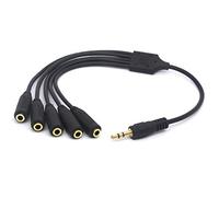 Tomost Divisor de auriculares de 3,5 mm, 5 vías de 1/8 pulgadas (1 macho a 5 hembras, conector TRS estéreo) Cable de extensión de audio (1 macho a 5 hembra)