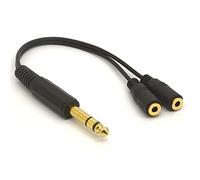 Tomost Divisor de cable de 6,35 a 3,5 mm, conector estéreo TRS de 1/4 pulgadas macho a doble 1/8 pulgadas (mini) hembra y cable adaptador (20 cm)