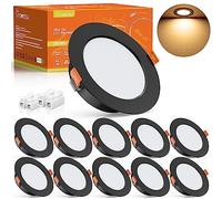 Tomosu Foco Empotrable LED Techo Negro, 5W 450LM Downlight LED Techo Empotrable Luz Calida 2700K-3000K, Ultradelgado 24mm, Corte 75-85mm, IP44 ojos de buey para techo baño, Redondo, Pack 10