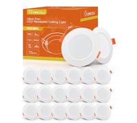 Tomosu Pack 20 Downlight LED Techo Empotrable Extraplano Redondo, 5W 450LM, Luz Calida(2700K), IP44 Corte 75-90mm, AC 220-240V, Foco Empotrable LED Techo Ojo de Buey