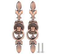 Tomotato 2 Piezas Manija de Cajón Retro Vintage, Tirador Manija Anillo Antiguo para Muebles, Cajones, Puertas, Armarios, Gabinete (Cobre Rojo)