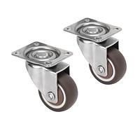 Tomotato 2 Piezas Ruedas Giratorias de Metal, Soporte 15 kg, Placa Base Cromada, Antideslizantes para Muebles Equipos Industriales