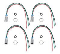Tomotato 4 Conjuntos 3-6V Ligera Indicadora LED, 10mm Precableadas 2 Colores Anodo Common Redonda Bulbo Metal Impermeable Lámpara de Señal para DIY Coche Barco Partes(Verde Rojo)