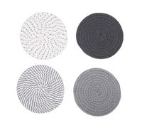 Tomotato 7 Inch Coaster Set of 4,Table Mats,Washable Heat Cotton Polyester Circle Place Mats Only Applicable to Water Cup, Teacup, Dim Sum (Gray Series)