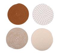 Tomotato 7 Inch Coaster Set of 4,Table Mats,Washable Heat Cotton Polyester Circle Place Mats Only Applicable to Water Cup, Teacup, Dim Sum (Brown Series)