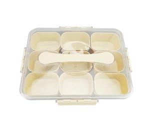 Tomotato Bandeja Compartimentada con Tapa 9 Secciones, Plato Alimentos Frutas Vegetales Transparente Plástico, Contenedor Almacenamiento Bocadillos para Fiestas Picnic Viajes