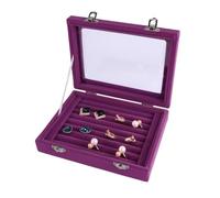 Tomotato Bandeja Organizadora de Anillos, 7 Ranuras Anillos de Terciopelo Bandeja Organizadora de Pendientes, Organizador de Exhibición de Anillo de Joyería con Tapa Transparente(Púrpura)