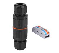 Tomotato Caja Unión Estanqueidad IP68 Exterior Lámpara Eléctrica Conector Cable, Terminal Bloque 2 Pines 3 Pines Nylon para Equipos Comunicación Iluminación (Equipado con conector rápido de 2 pines)