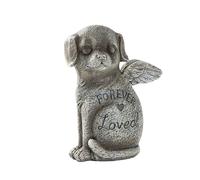 Tomotato Cat Dog Memorial Statue Forever Loved Figurine con alas Marcador de tumbas de jardín por pérdida de Mascota Simpatía a Mano Pet Memorial Stone (Perro)