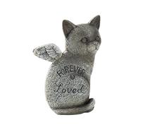 Tomotato Cat Dog Memorial Statue Forever Loved Figurine con alas Marcador de tumbas de jardín por pérdida de Mascota Simpatía a Mano Pet Memorial Stone (Gato)