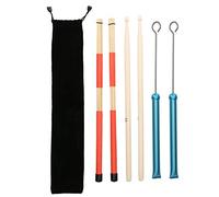 Tomotato, Cepillo de baquetas para batería con varilla de bambú de 5A, 19 haces, cerdas de alambre metálico retráctil, incluye bolsa de felpa para accesorios de percusión jazz (Azul)