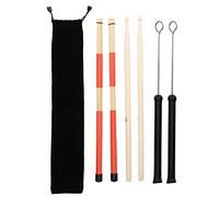 Tomotato, Cepillo de baquetas para batería con varilla de bambú de 5A, 19 haces, cerdas de alambre metálico retráctil, incluye bolsa de felpa para accesorios de percusión jazz (negro)