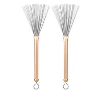 Tomotato Cepillo para Batería, Cepillo de Alambre de Acero Retráctil para Batería de Jazz, 2 Unidades, Mango de Metal, Varilla de Acero, Ajuste Flexible, para Aprendiz (M02511 oro)
