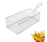 Tomotato Cesta para Freír, Cesta de Acero Inoxidable Multiusos con Capacidad Generosa (21.5x10.6x6.6 cm) para Alitas de Pollo y Aros de Cebolla en Restaurantes y Cocinas Familiares