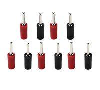 Tomotato Conectores Banana Macho Rectos, 5 Piezas Enchufe Macho Recto para Panel de Resorte Interior Conector Sonda Adaptador, Niquelado Latón 2mm J.10001 (Rojo Negro)