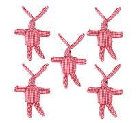 Tomotato Conejitos de Peluche Pequeños, Decoración en Forma de Conejito, Ornamento para Bolsos, 5 Piezas, Tela con Relleno de Algodón, Ligeros y Cómodos, para Decoración de Fiestas (Red and White)