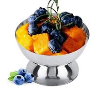 Tomotato Cuenco de helado, taza de helado de acero inoxidable de 7 onzas, tazas de postre, pequeño y bonito cuenco plateado para Sundae (1, corto)