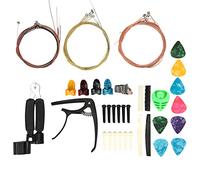 Tomotato Guitar Accessories Kit, Herramientas para Cambio de Cuerdas con Capó Metálico, 3 Juegos de Cuerdas, Almohadilla de Silicona, Púas Celuloid, Clip Superior e Inferior para G