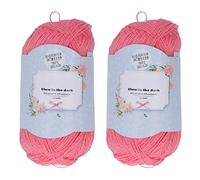 Tomotato Hilo Luminoso para Tejer, 2 Piezas 930 Yardas Color Rojo Acrílico para Prendas Buffandas Calcetines