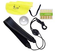 Tomotato Kit de Accesorios para Saxofón Alto 4 en 1, Correa Ajustable Mute de Aluminio Caña de Bambú Paño de Limpieza para Instrumentos Musicales
