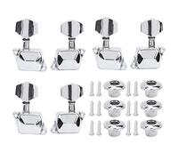 Tomotato Llaves de Afinación para Guitarra, Mecanismo de Precisión con 3 Cabezales Laterales, Estructura Metálica Duradera para Guitarras Eléctricas Semi Cerradas (Silver)