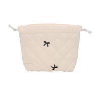 Tomotato Neceser de Maquillaje con Cordon, Bolsa de Viaje de Tela, Organizador de Cosmeticos Acolchado, 18x10x15.5cm, para Articulos de Tocador y Accesorios (White)