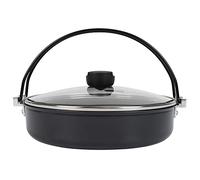 Tomotato Olla Japonesa Sukiyaki Nabe, Olla Caliente con Tapa de Vidrio y Doble Asas, Sartén Aleación de Aluminio 10.6 Pulgadas para Cocinar Guisos, Shabu-Shabu, Udon en Inducción, Gas, Eléctrica