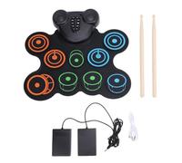 Tomotato Pad de Práctica de Batería Electrónica con Altavoces Duales 10 Pads 7 Tonos 10 Ritmos Plegable Compatible, Pad de Batería Portátil con Función Midi Grabación para Niños, J