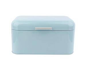 Tomotato Panera Metálica con Tapa, Caja de Metal para Guardar Pan, Contenedores de Almacenamiento de Pan de Gran Capacidad para Bollos Galletas Pasteles, 30,5x18x16cm (Azul)