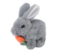 Tomotato Peluche de Conejo Realista Interactivo con Sonido, Movimiento Electrónico Saltarín Orejas Móviles Juguete de Peluche Suave 16x17x10cm para Niños (Gris)