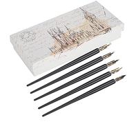 Tomotato Pluma de Caligrafía, 5 Puntas Diferentes para Dibujo Artístico, Mango de Madera, Set de Escritura Creativa con Estuche Retro - Ideal para Pintura, Música, d (Poste del esbelto negro)