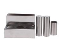 Tomotato Salero Acero Inoxidable con Soporte, Dispensador de Sal y Pimentero Contenedor de Palillos para Cocina Uso Comercial, Modelo 304