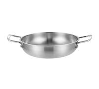 Tomotato Sartén de Acero Inoxidable, Sarténes de Doble Mango de 1,4 Cuartos de Galón, Sartén para Paella, Sartén de Fondo Plano para Cocina en Estufa y Estufa Eléctrica (Plata)