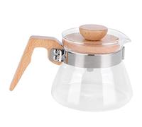 Tomotato Tetera de Vidrio para Café 400ml, Pico en V Diseño Flujo Estable sin Goteo, Mango Madera Anticalórico, Escala de Medición, Resistente a Frío y Calor para Cocina Hogar