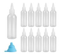 Tomoyuki 12 Piezas 100ml Botellas de Compresión Pequeñas, Squeeze Bottle, Botella de Salsa, Dispensador de Botellas Exprimir de Plástico con Tapa por Salsa Aceite de Oliva Ketchup Mostaza, con Embudo