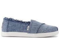 TOMS Alpargata Alpargata clásica sin Cordones para niña, Mezclilla Texturizada de Cielo Oscuro con Deshilachado, 34 EU