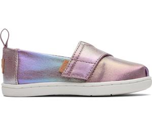 TOMS Alpargata clásica, Mocasín Plano Niñas, Sarga Iridiscente Malva Suave, 1.5 UK